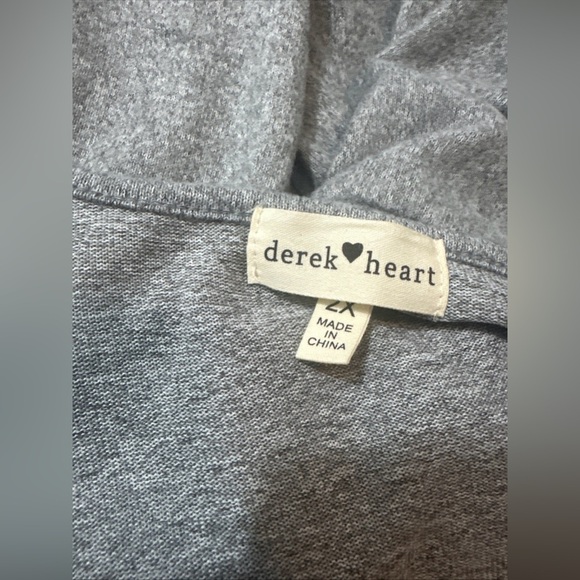 NWT Derek Heart Plus Sz 2X Gray Faux Wrap Knit Sweater Dress Long Sleeve - Picture 6 of 11